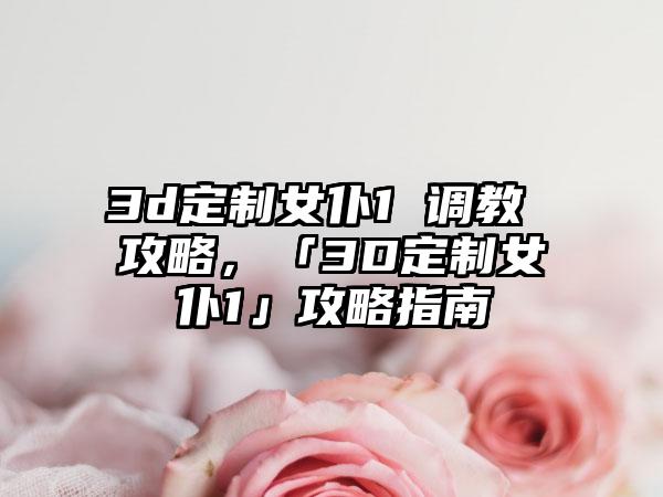 3d定制女仆1 调教 攻略，「3D定制女仆1」攻略指南