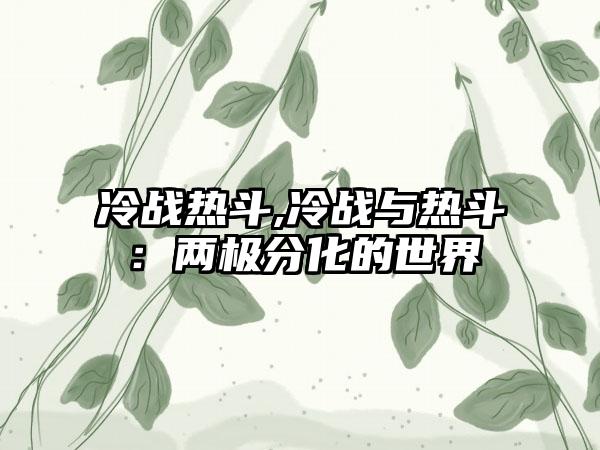 冷战热斗,冷战与热斗：两极分化的世界