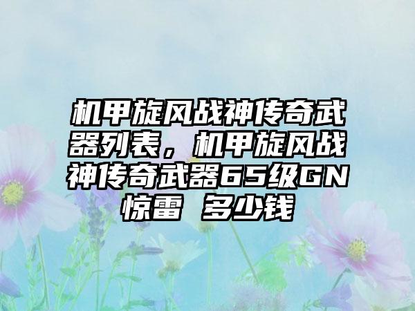 机甲旋风战神传奇武器列表，机甲旋风战神传奇武器65级GN惊雷 多少钱