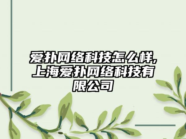 爱扑网络科技怎么样,上海爱扑网络科技有限公司