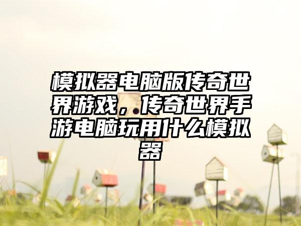 模拟器电脑版传奇世界游戏，传奇世界手游电脑玩用什么模拟器