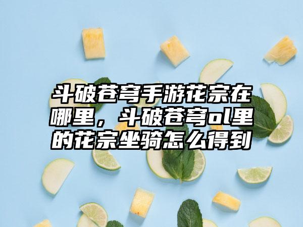 斗破苍穹手游花宗在哪里，斗破苍穹ol里的花宗坐骑怎么得到