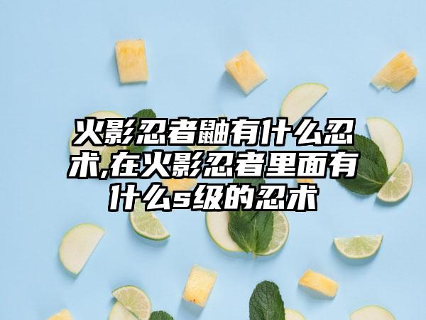 火影忍者鼬有什么忍术,在火影忍者里面有什么s级的忍术