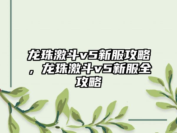 龙珠激斗v5新服攻略，龙珠激斗v5新服全攻略