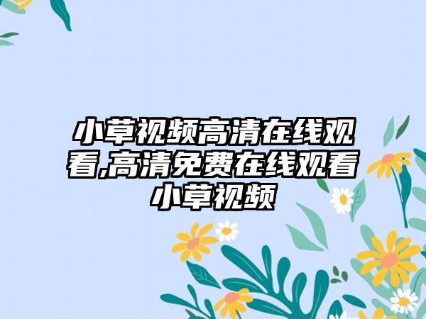 小草视频高清在线观看,高清免费在线观看小草视频