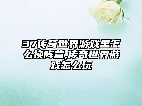 37传奇世界游戏里怎么换阵营,传奇世界游戏怎么玩