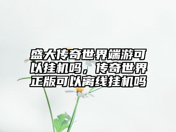 盛大传奇世界端游可以挂机吗，传奇世界正版可以离线挂机吗