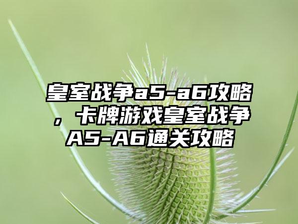 皇室战争a5-a6攻略，卡牌游戏皇室战争A5-A6通关攻略