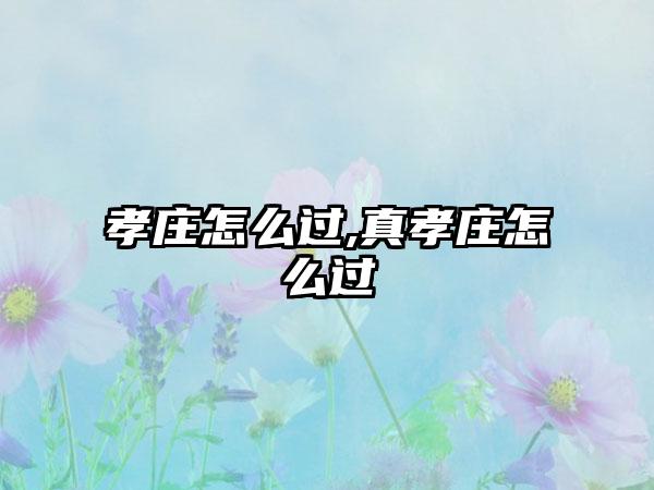 孝庄怎么过,真孝庄怎么过