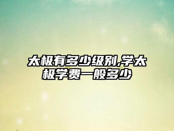 太极有多少级别,学太极学费一般多少