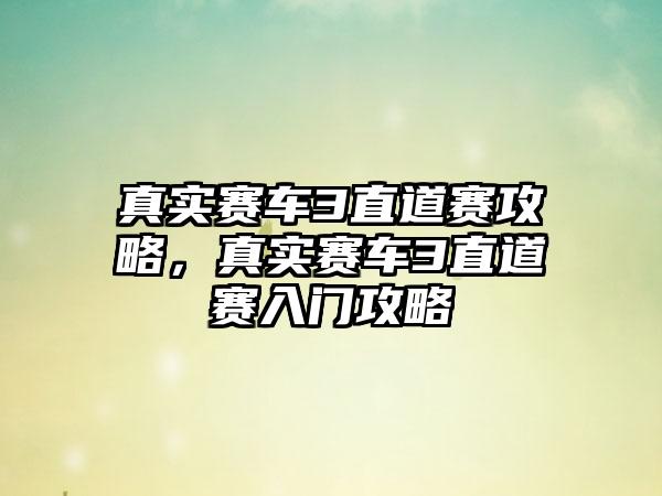 真实赛车3直道赛攻略，真实赛车3直道赛入门攻略