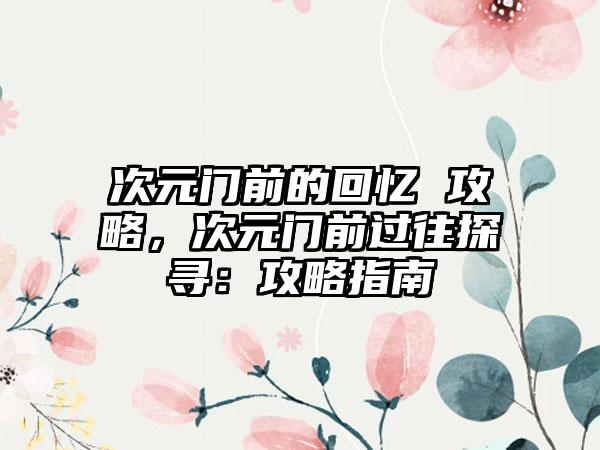 次元门前的回忆 攻略，次元门前过往探寻：攻略指南