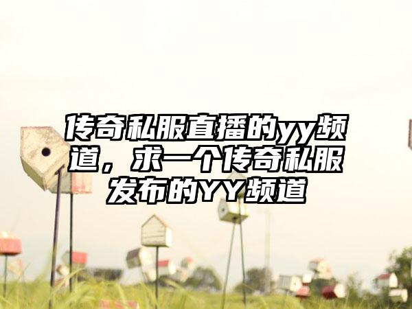 传奇私服直播的yy频道，求一个传奇私服发布的YY频道