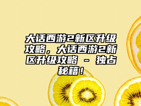 大话西游2新区升级攻略，大话西游2新区升级攻略 - 独占秘籍！