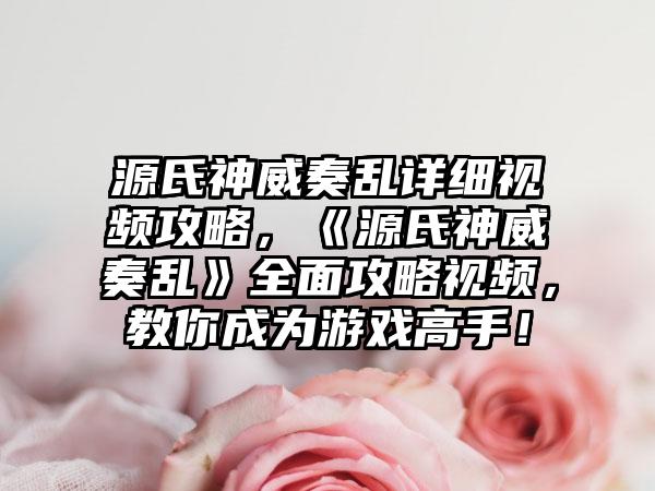 源氏神威奏乱详细视频攻略，《源氏神威奏乱》全面攻略视频，教你成为游戏高手！