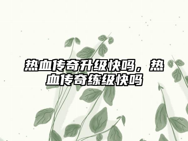 热血传奇升级快吗，热血传奇练级快吗