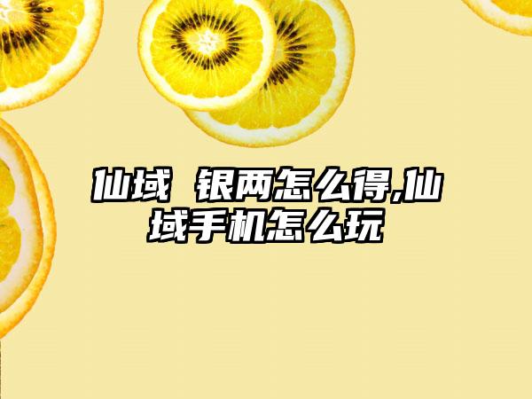 仙域 银两怎么得,仙域手机怎么玩