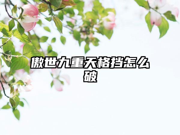 傲世九重天格挡怎么破