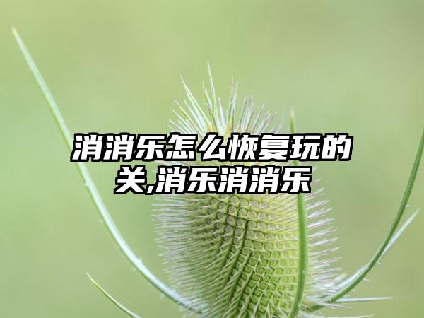 消消乐怎么恢复玩的关,消乐消消乐