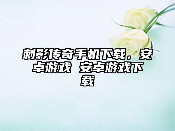 刺影传奇手机下载，安卓游戏 安卓游戏下载