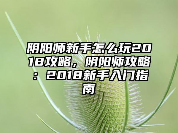 阴阳师新手怎么玩2018攻略，阴阳师攻略：2018新手入门指南