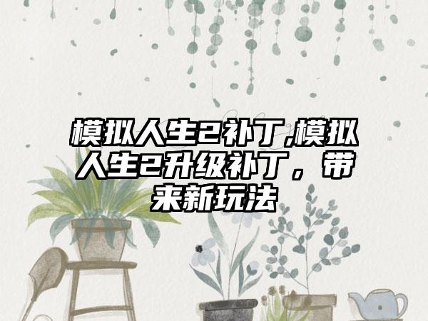 模拟人生2补丁,模拟人生2升级补丁，带来新玩法