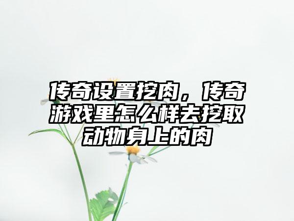 传奇设置挖肉，传奇游戏里怎么样去挖取动物身上的肉