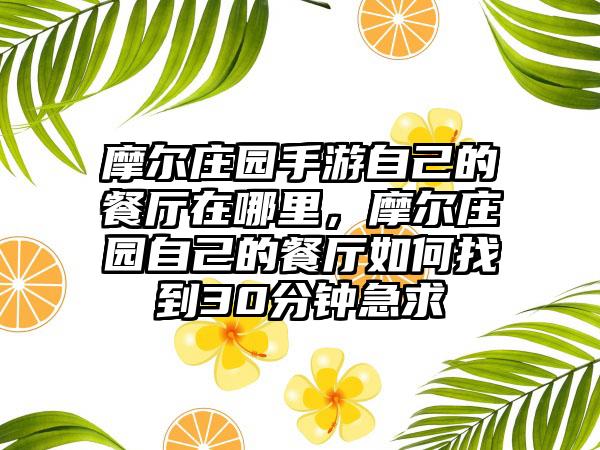 摩尔庄园手游自己的餐厅在哪里，摩尔庄园自己的餐厅如何找到30分钟急求