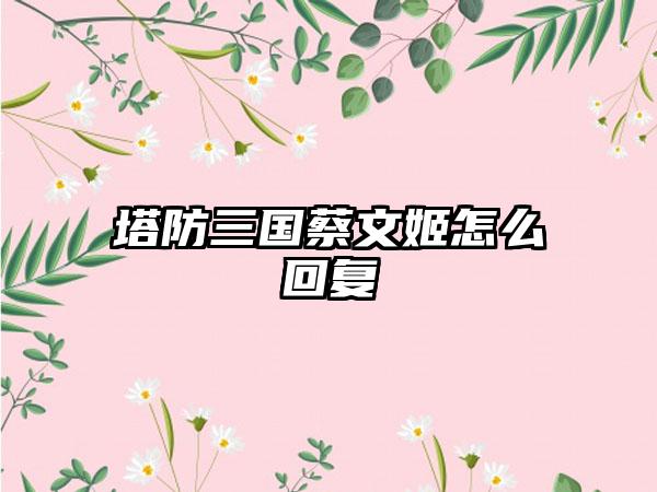 塔防三国蔡文姬怎么回复