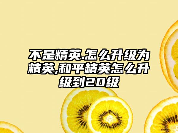 不是精英.怎么升级为精英,和平精英怎么升级到20级
