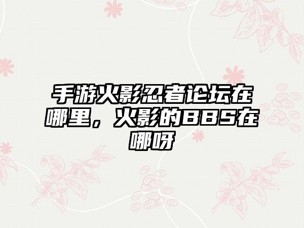 手游火影忍者论坛在哪里，火影的BBS在哪呀