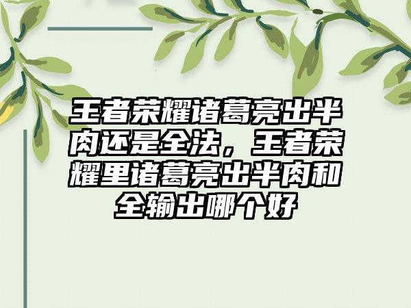 王者荣耀诸葛亮出半肉还是全法，王者荣耀里诸葛亮出半肉和全输出哪个好