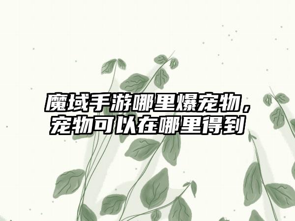 魔域手游哪里爆宠物，宠物可以在哪里得到