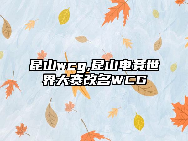昆山wcg,昆山电竞世界大赛改名WCG