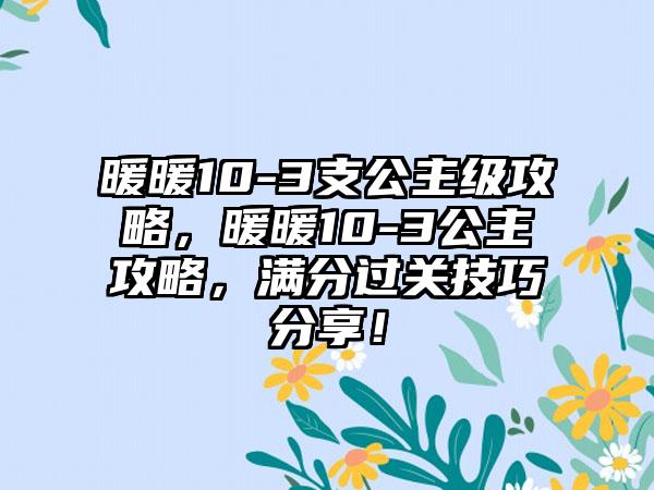暖暖10-3支公主级攻略，暖暖10-3公主攻略，满分过关技巧分享！