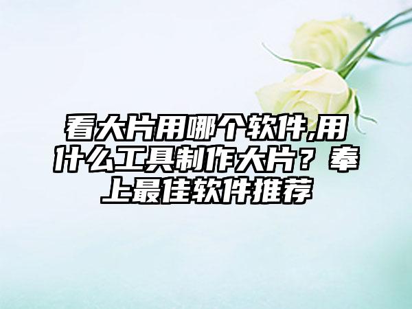 看大片用哪个软件,用什么工具制作大片？奉上最佳软件推荐