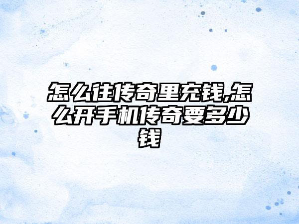 怎么往传奇里充钱,怎么开手机传奇要多少钱