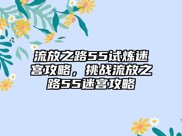 流放之路55试炼迷宫攻略，挑战流放之路55迷宫攻略