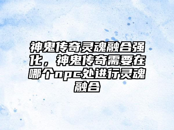 神鬼传奇灵魂融合强化，神鬼传奇需要在哪个npc处进行灵魂融合