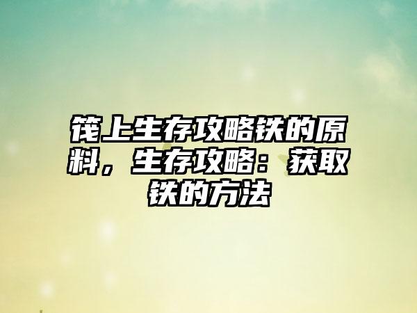 筏上生存攻略铁的原料，生存攻略：获取铁的方法