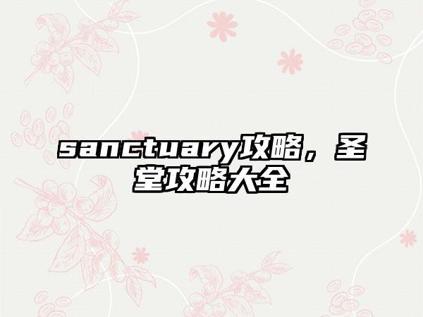 sanctuary攻略，圣堂攻略大全