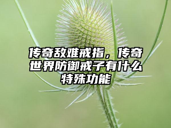 传奇敌难戒指，传奇世界防御戒子有什么特殊功能
