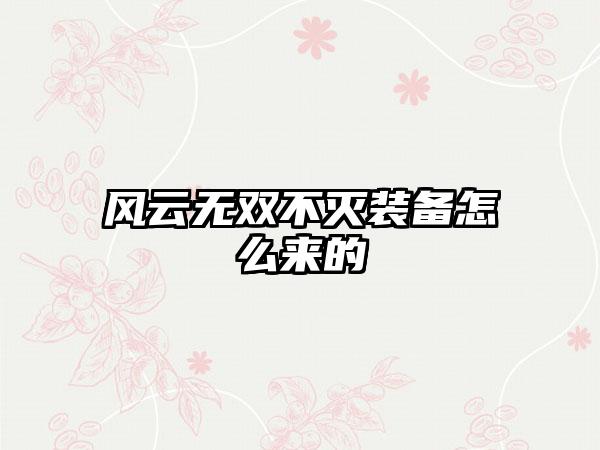 风云无双不灭装备怎么来的