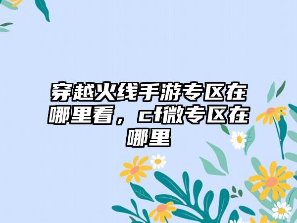 穿越火线手游专区在哪里看，cf微专区在哪里