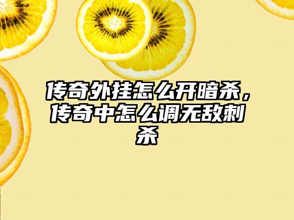 传奇外挂怎么开暗杀，传奇中怎么调无敌刺杀