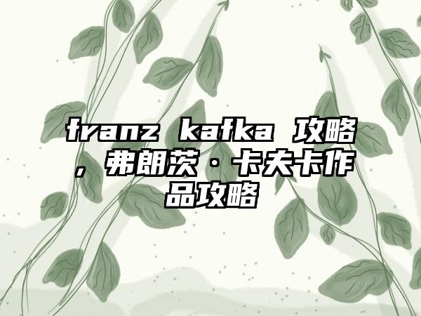 franz kafka 攻略，弗朗茨·卡夫卡作品攻略