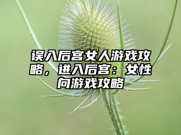 误入后宫女人游戏攻略，进入后宫：女性向游戏攻略