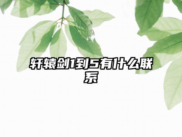 轩辕剑1到5有什么联系
