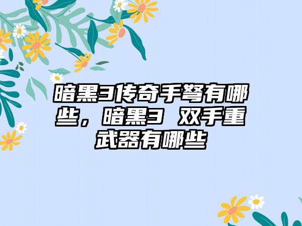 暗黑3传奇手弩有哪些，暗黑3 双手重武器有哪些
