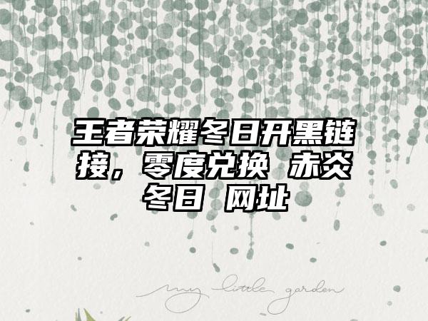 王者荣耀冬日开黑链接，零度兑换 赤炎冬日 网址